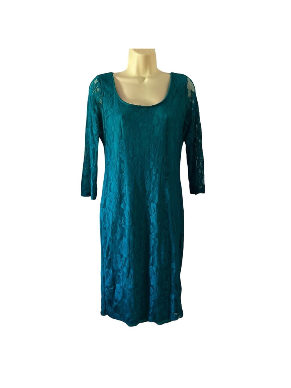 Bailey Blue  Teal Stretch Lace Dress Juniors Size XL Bodycon Lined